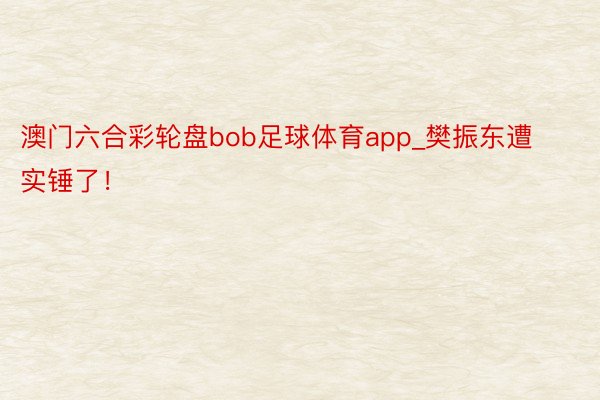 澳门六合彩轮盘bob足球体育app_樊振东遭实锤了！