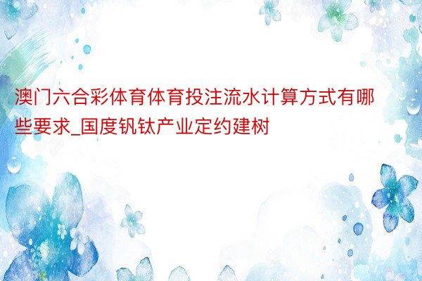 澳门六合彩体育体育投注流水计算方式有哪些要求_国度钒钛产业定约建树