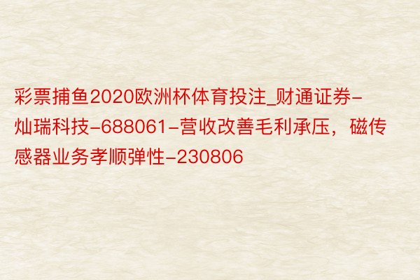 彩票捕鱼2020欧洲杯体育投注_财通证券-灿瑞科技-688061-营收改善毛利承压，磁传感器业务孝顺弹性-230806