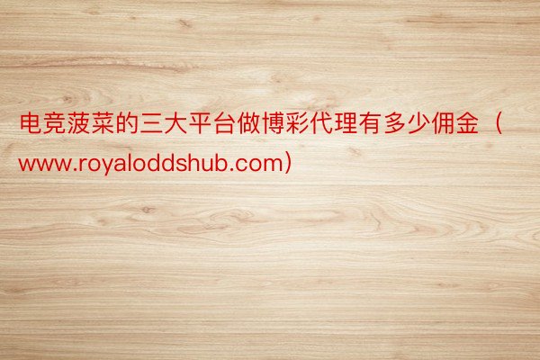 电竞菠菜的三大平台做博彩代理有多少佣金（www.royaloddshub.com）